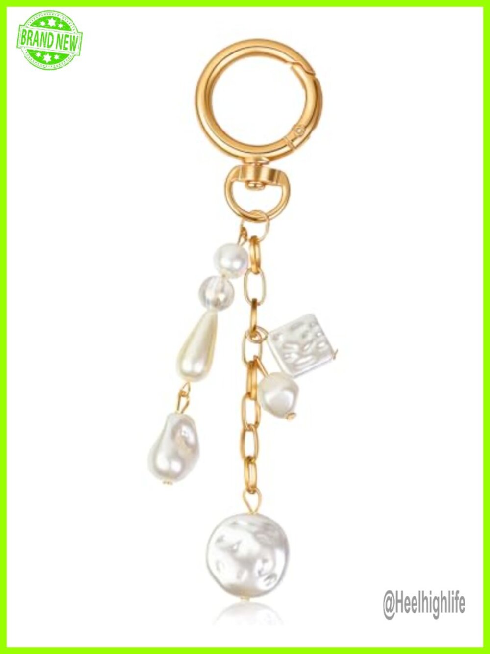 Starfish Pearl Seashell Keychain Charm Rhinestone Purse Beach Bag